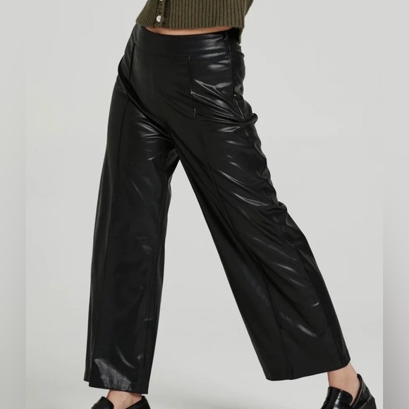 Another Love NWT Sparkle Pant Faux Leather Wide Leg Ankle Trouser Size 2 - Picture 14 of 15